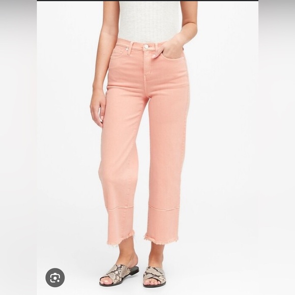 BANANA REPUBLIC HIGH-RISE WIDE-LEG CROP JEAN size 28 in peach punch - Picture 1 of 5